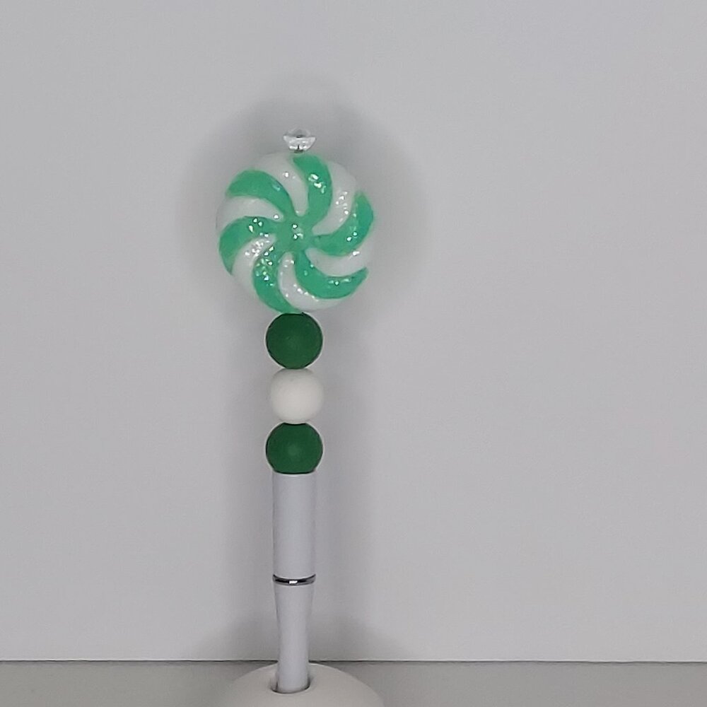 Green and White Swirl Pen